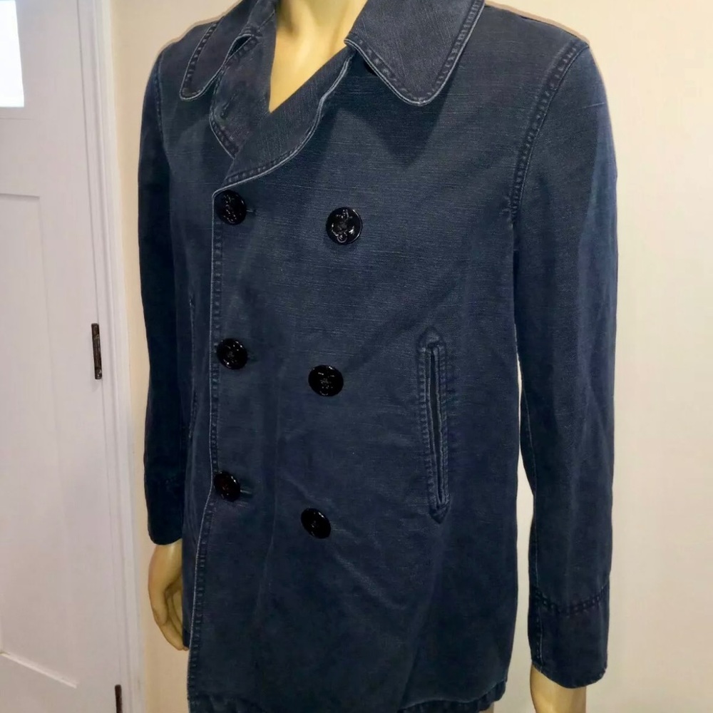 Polo Ralph Lauren Dark Blue Double Breasted Naval Military Denim Peacoat Jacket. - Picture 2 of 10